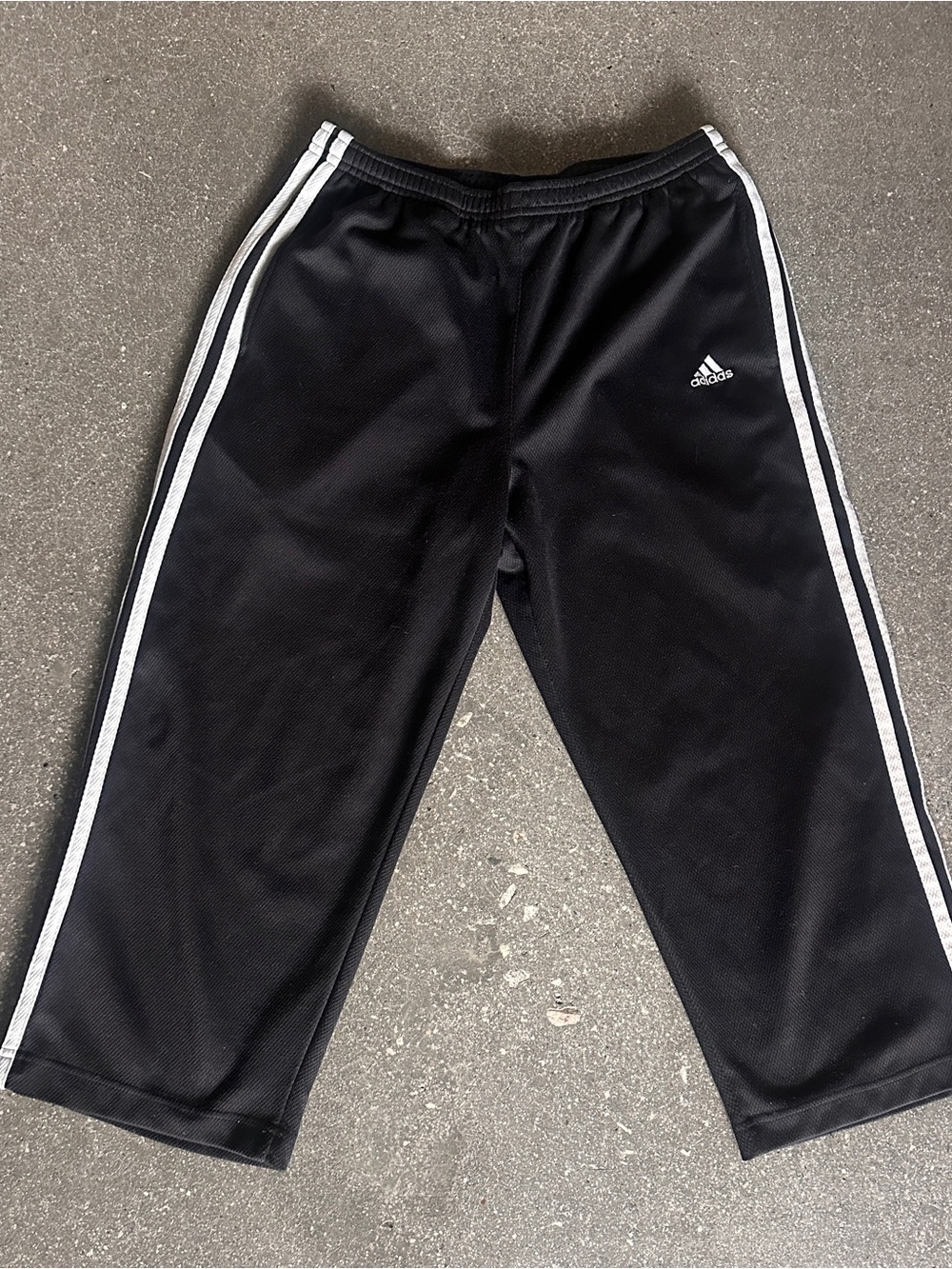 Adidas vintage Y2K Black Athletic Track Capris with White Stripes